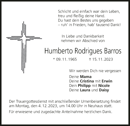 Anzeige von Humberto Rodrigues Barros von MGO