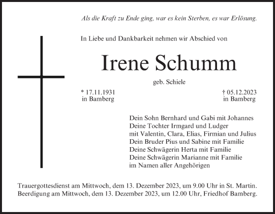 Anzeige von Irene Schumm von MGO