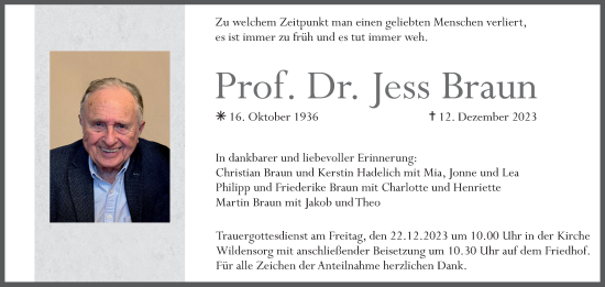 Anzeige von Jess Braun von MGO