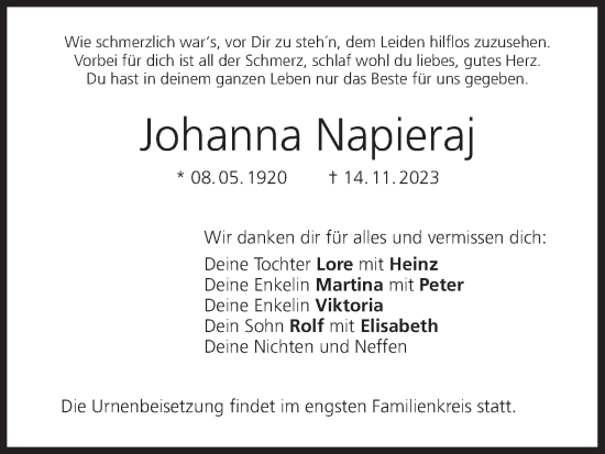 Anzeige von Johanna Napieraj von MGO