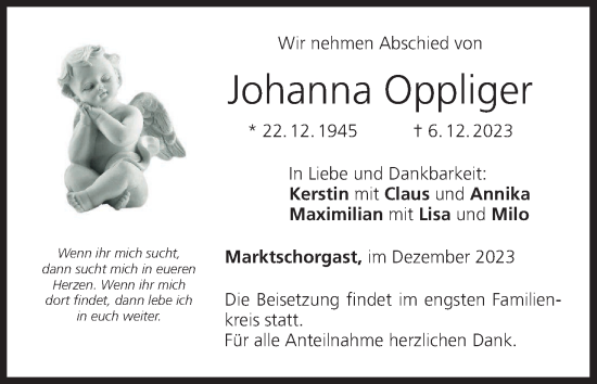 Anzeige von Johanna Oppliger von MGO