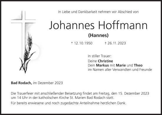 Anzeige von Johannes Hoffmann von MGO