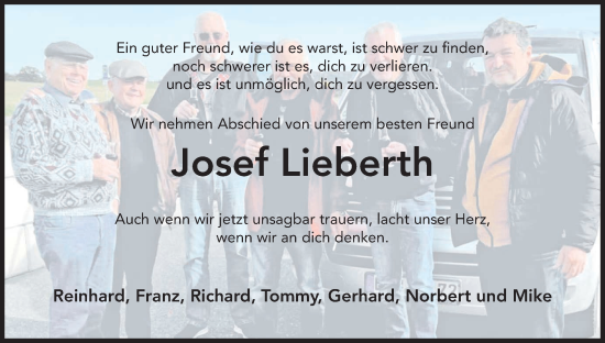 Anzeige von Josef Lieberth von MGO