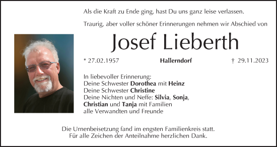 Anzeige von Josef Lieberth von MGO