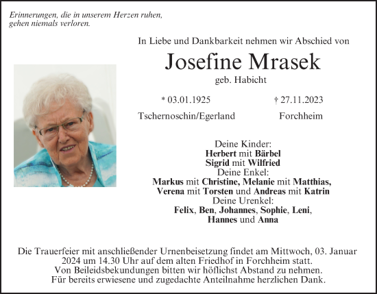 Anzeige von Josefine Mrasek von MGO