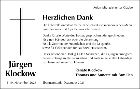 Anzeige von Jürgen Klockow von MGO