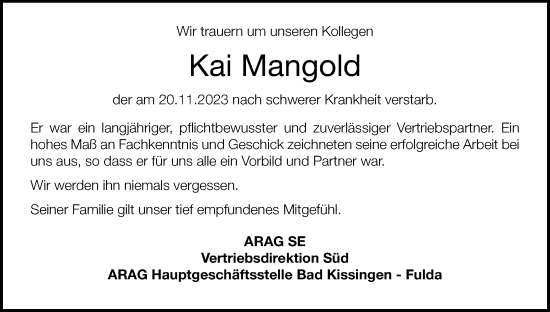 Anzeige von Kai Mangold von MGO