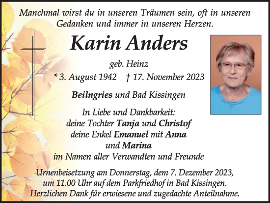 Anzeige von Karin Anders von MGO