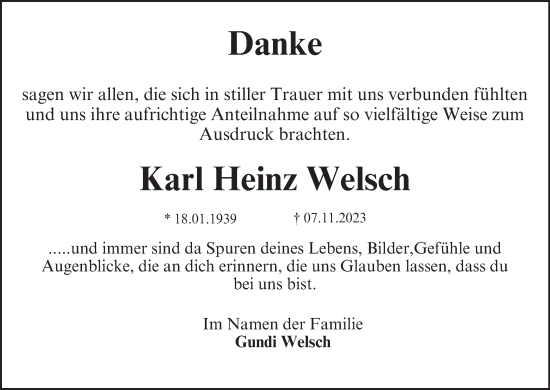 Anzeige von Karl Heinz Welsch von MGO