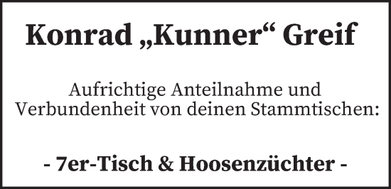 Anzeige von Konrad Greif von MGO