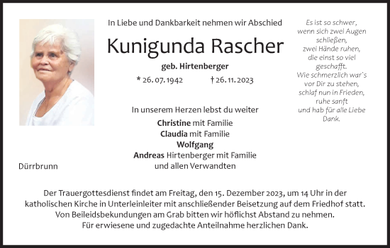 Anzeige von Kunigunda Rascher von MGO