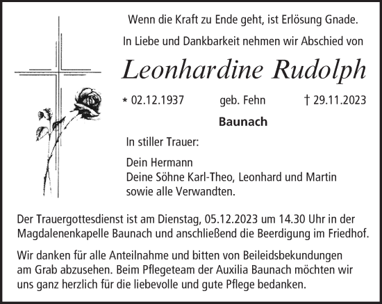 Anzeige von Leonhardine Rudolph von MGO