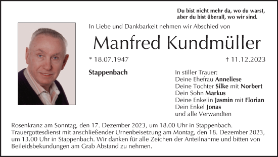 Anzeige von Manfred Kundmüller von MGO