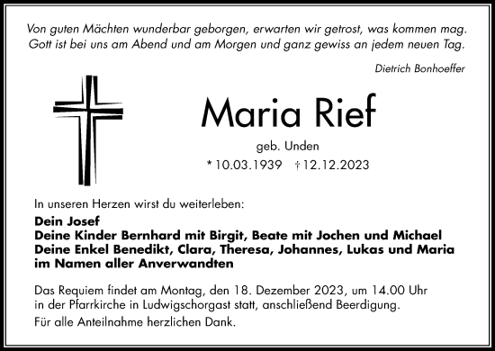 Anzeige von Maria Rief von MGO