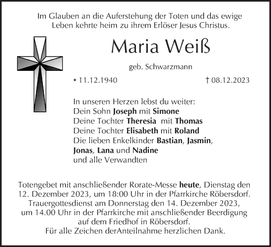 Anzeige von Maria Weiß von MGO
