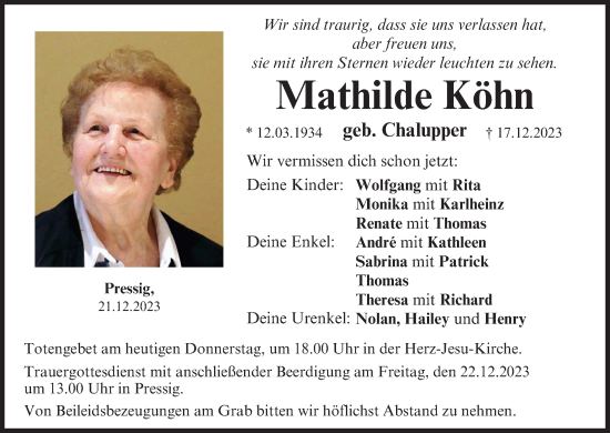 Anzeige von Mathilde Köhn von MGO