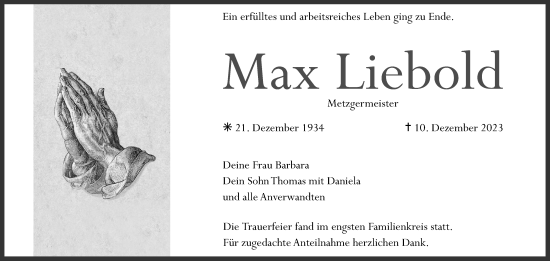Anzeige von Max Liebold von MGO