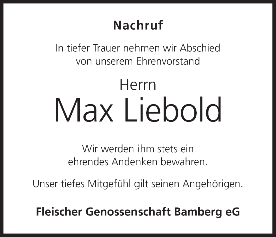 Anzeige von Max Liebold von MGO