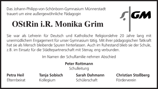 Anzeige von Monika Grim von MGO