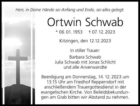 Anzeige von Ortwin Schwab von MGO