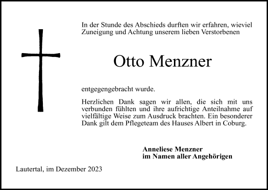Anzeige von Otto Menzner von MGO