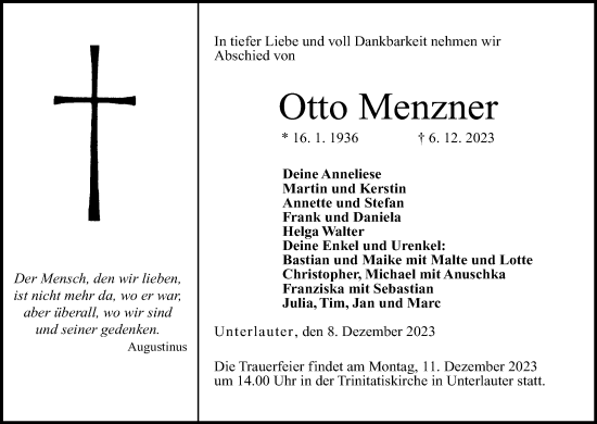 Anzeige von Otto Menzner von MGO