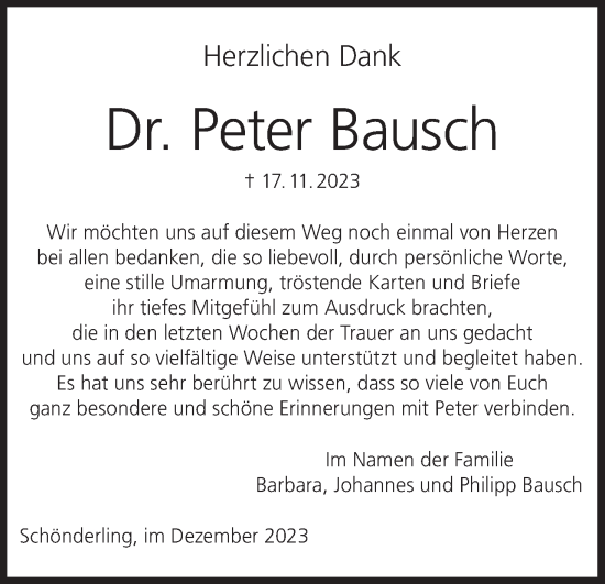 Anzeige von Peter Bausch von MGO