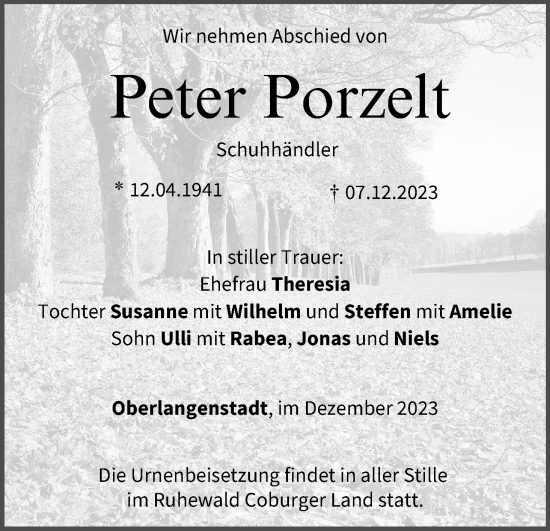 Anzeige von Peter Porzelt von MGO