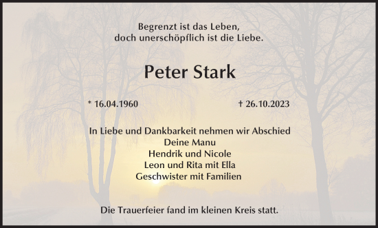 Anzeige von Peter Stark von MGO