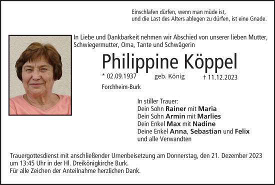 Anzeige von Philippine Köppel von MGO