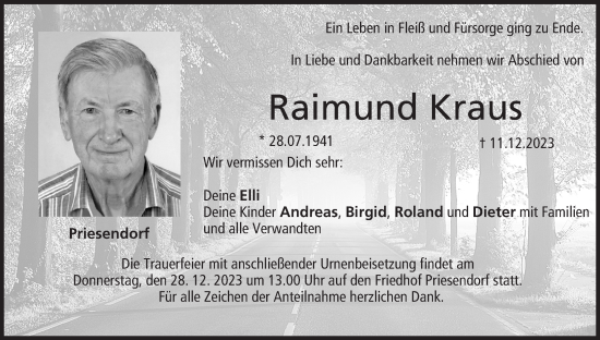 Anzeige von Raimund Kraus von MGO