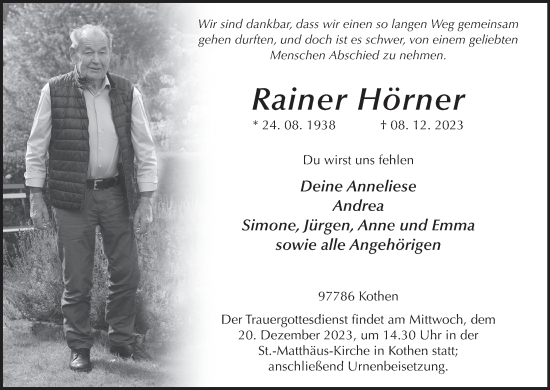 Anzeige von Rainer Hörner von MGO