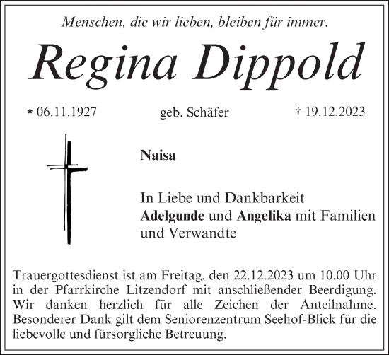 Anzeige von Regina Dippold von MGO