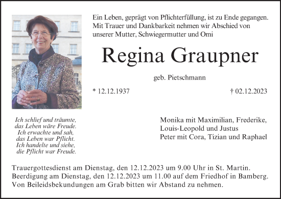 Anzeige von Regina Graupner von MGO