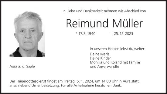 Anzeige von Reimund Müller von MGO