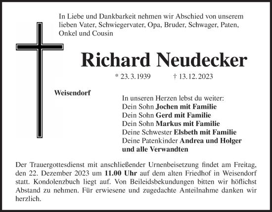 Anzeige von Richard Neudecker von MGO