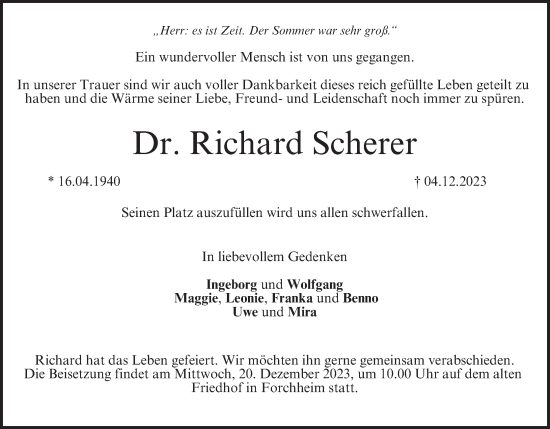 Anzeige von Richard Scherer von MGO