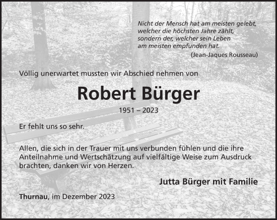 Anzeige von Robert Bürger von MGO