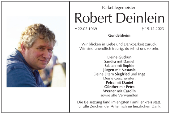 Anzeige von Robert Deinlein von MGO