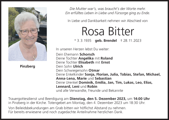 Anzeige von Rosa Bitter von MGO