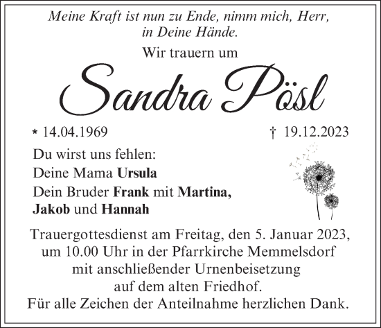 Anzeige von Sandra Pösl von MGO