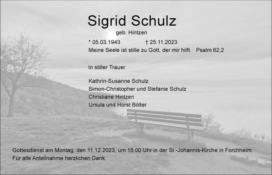 Anzeige von Sigrid Schulz von MGO