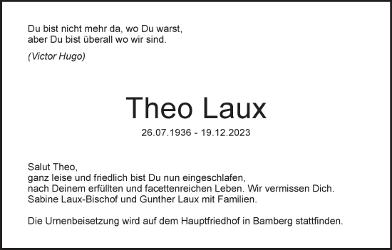 Anzeige von Theo Laux von MGO