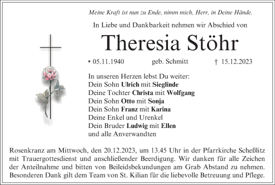 Anzeige von Theresia Stöhr von MGO