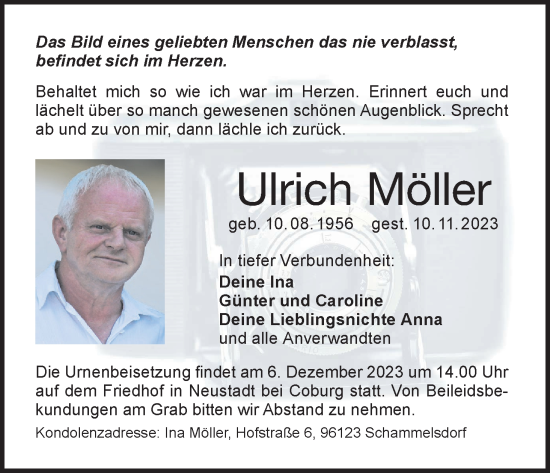 Anzeige von Ulrich Möller von MGO