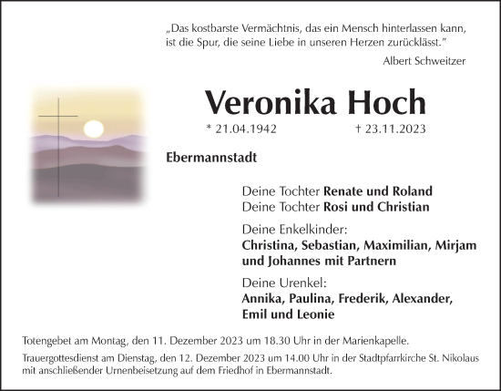 Anzeige von Veronika Hoch von MGO