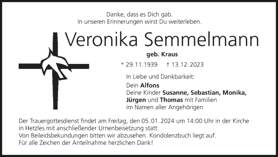 Anzeige von Veronika Semmelmann von MGO