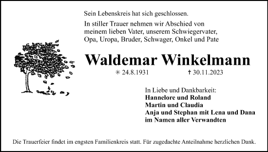 Anzeige von Waldemar Winkelmann von MGO