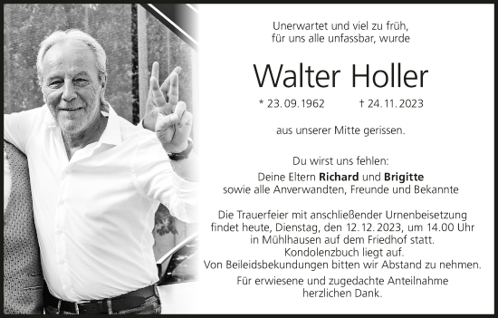 Anzeige von Walter Holler von MGO