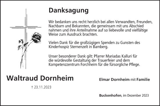 Anzeige von Waltraud Dornheim von MGO